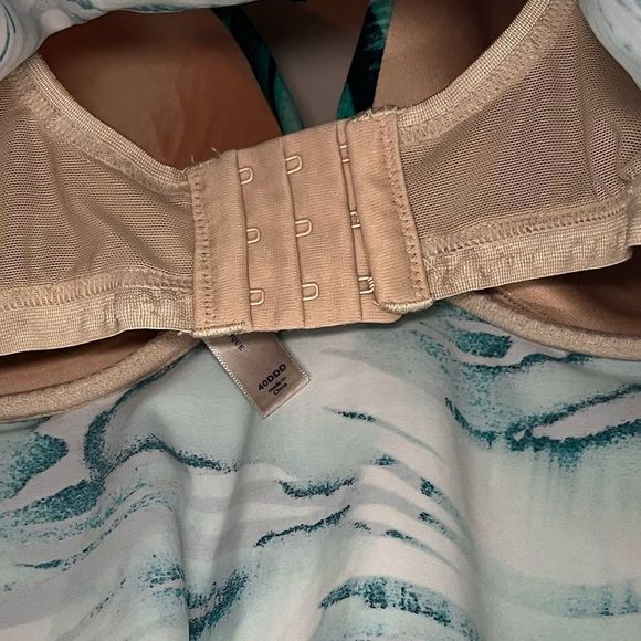 #86 Cacique Vibrant Print Curvy Swim Top with Full Underwire Push Up Bra 40DDD - Picture 3 of 9